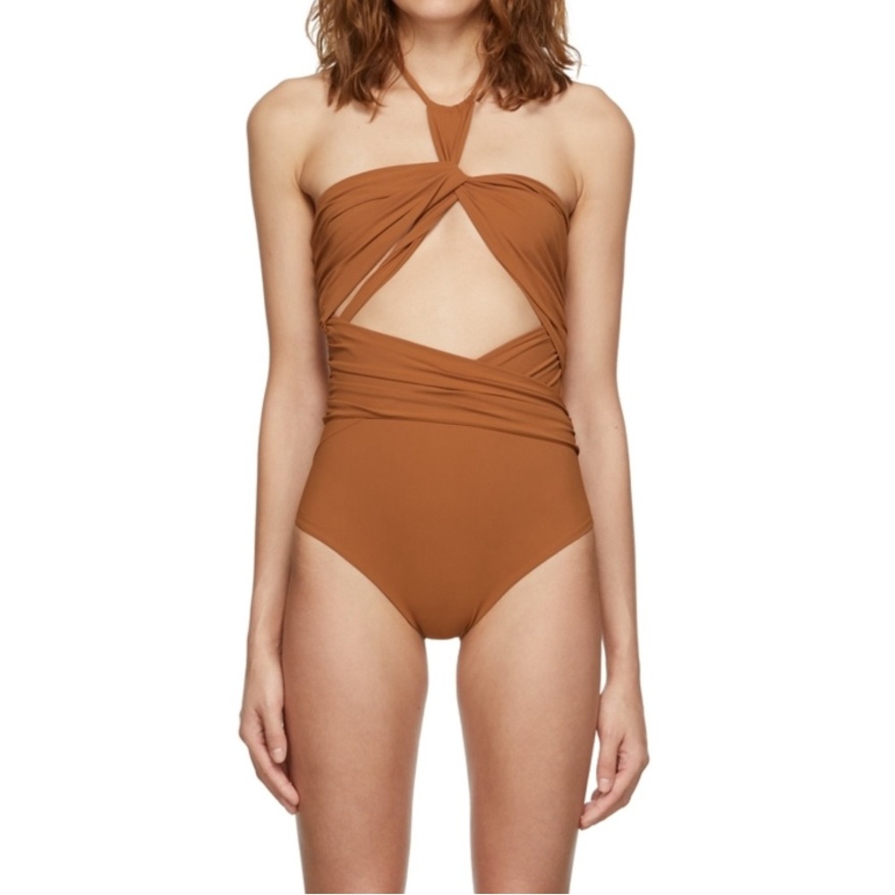 Nensi Dojaka Plunge One-Piece Bathing Suit, XS